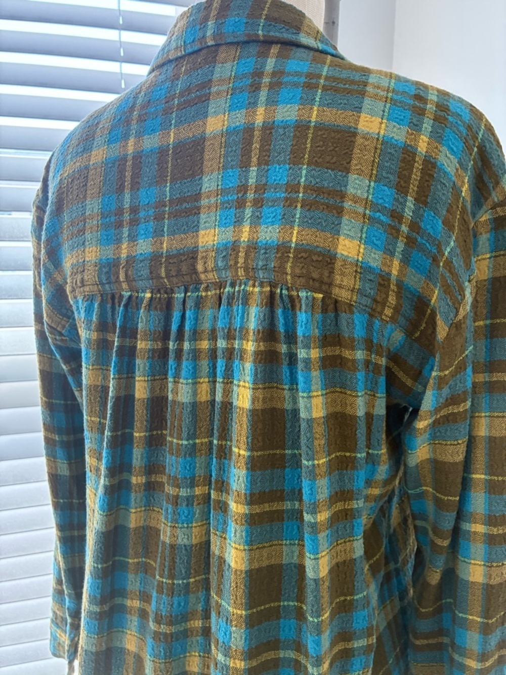 Pilcro Anthropologie Women's The Hadley Green Relaxed Plaid Button Down Shirt - Picture 5 of 10